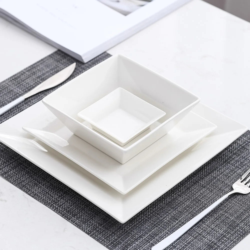 Modern Bulk Stock White Ceramic Tableware Classic Plant Design Sustainable No Logo Plates Bowls Saucers Sold Ton Kitchen Use