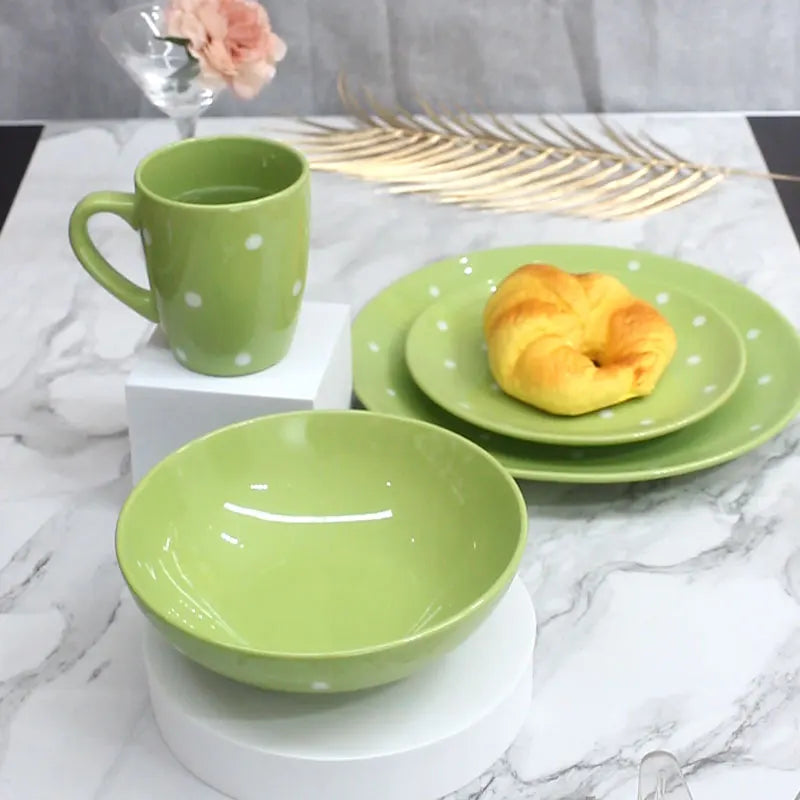 Top Sale Colorful Stoneware Wedding Plates Bowl Mugs 16 Pcs Dinner Set Dinnerware