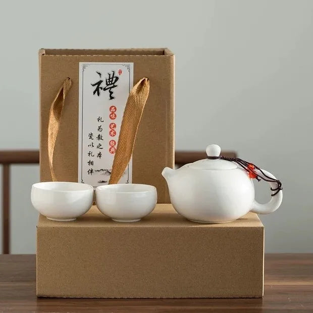 Chinese Kung Fu Travel traditional Tea Set Ceramic Gaiwan Tea Cups with gift box