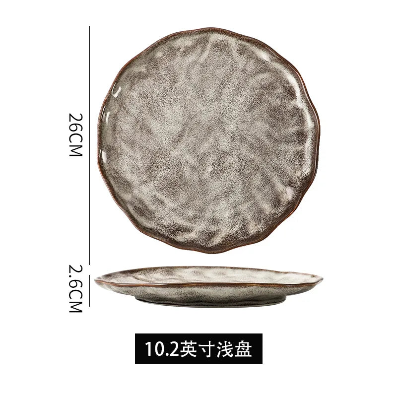 Japanese Style Crude Pottery Handmade Pottery Creative dinnerware sets Restoring Ancient Ways Ceramic tableware