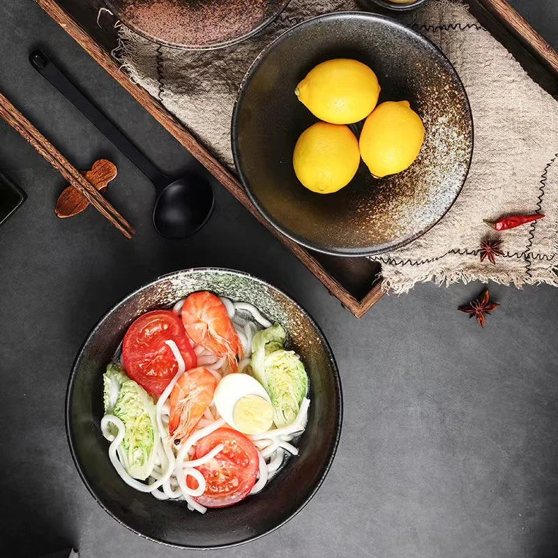 Ceramic Noodle Soup Bowl Quality Tableware Popular Rustic Different Types Round Bowl SetJapanese Ceramic Ramen Noddles Bowl