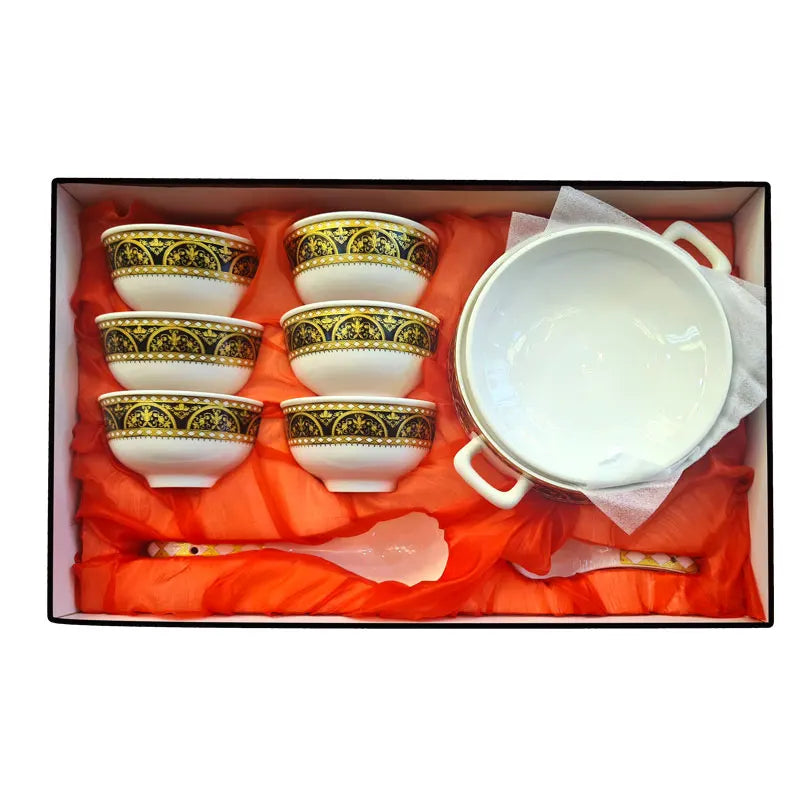 New Soup Pot Ceramic Soup Tureen With Tray And Spoon Soup Bowl Set