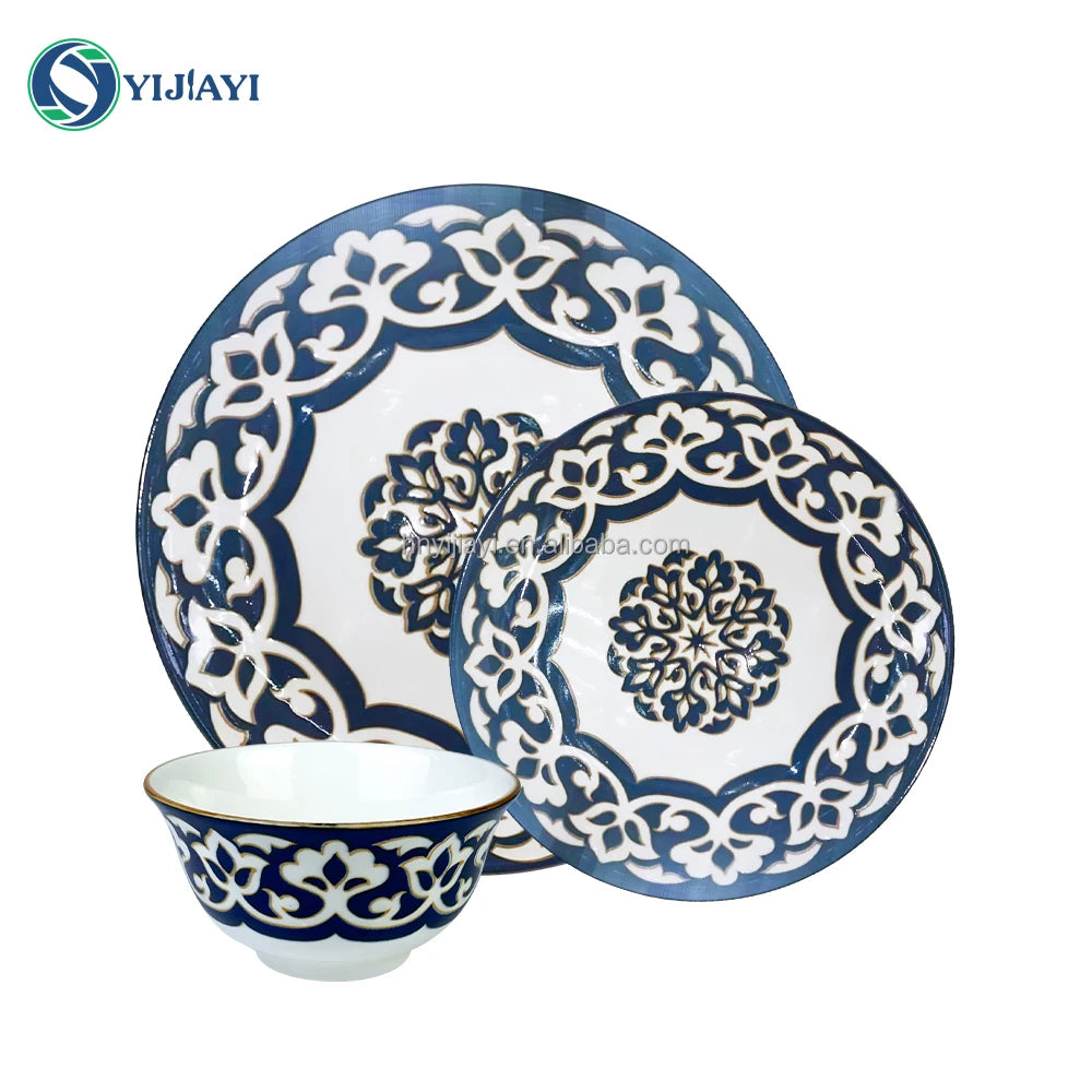 restaurant furniture  tableware set 12 18 24 piece  Stone Color Glazed Stoneware Ceramic Dinnerware porcelain plates with rim