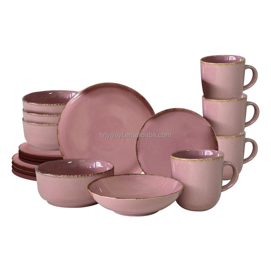 JIUWANG custom ceramic wedding plates  kitchen porcelain tableware stoneware bowl dinner set of dishes for home