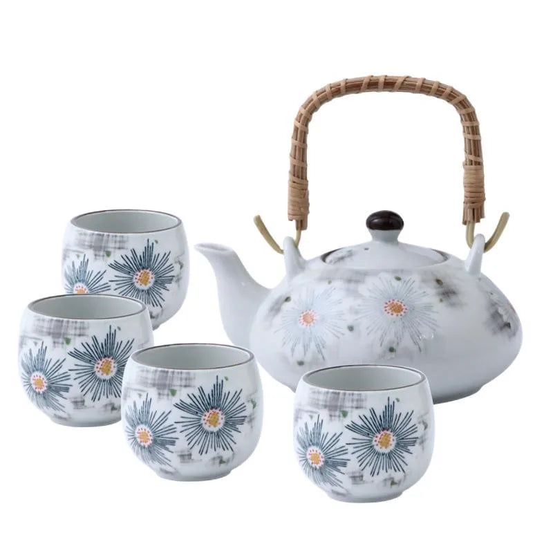 customized traditional art design  design  6pcs  cups saucers tea pot ceramic tea set