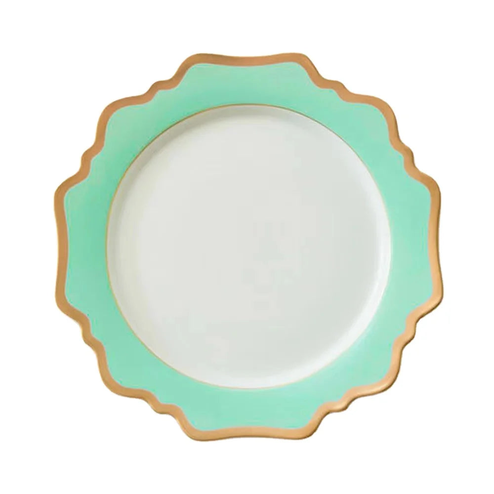 European-style dessert tableware light green gold sun flower hotel house wedding series restaurant model room tableware