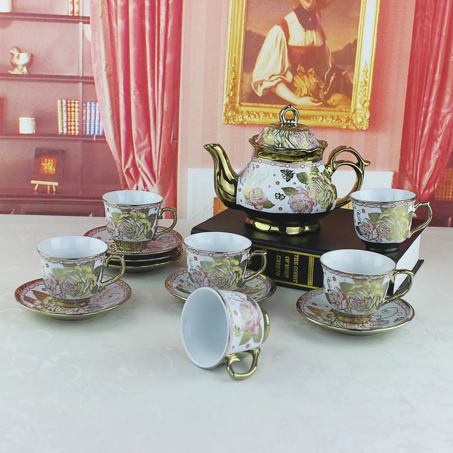 ethiopian Coffee afternoon tea ceramic tea set European Ceramic Teapot cup and Saucer Set