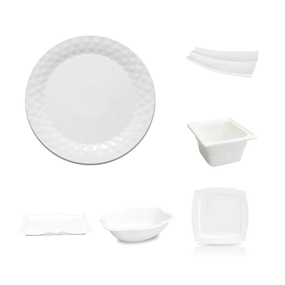 wholesale 1ton White ceramic ton mix dishes plates tableware assiettes blancs dore en tonnes in bulk