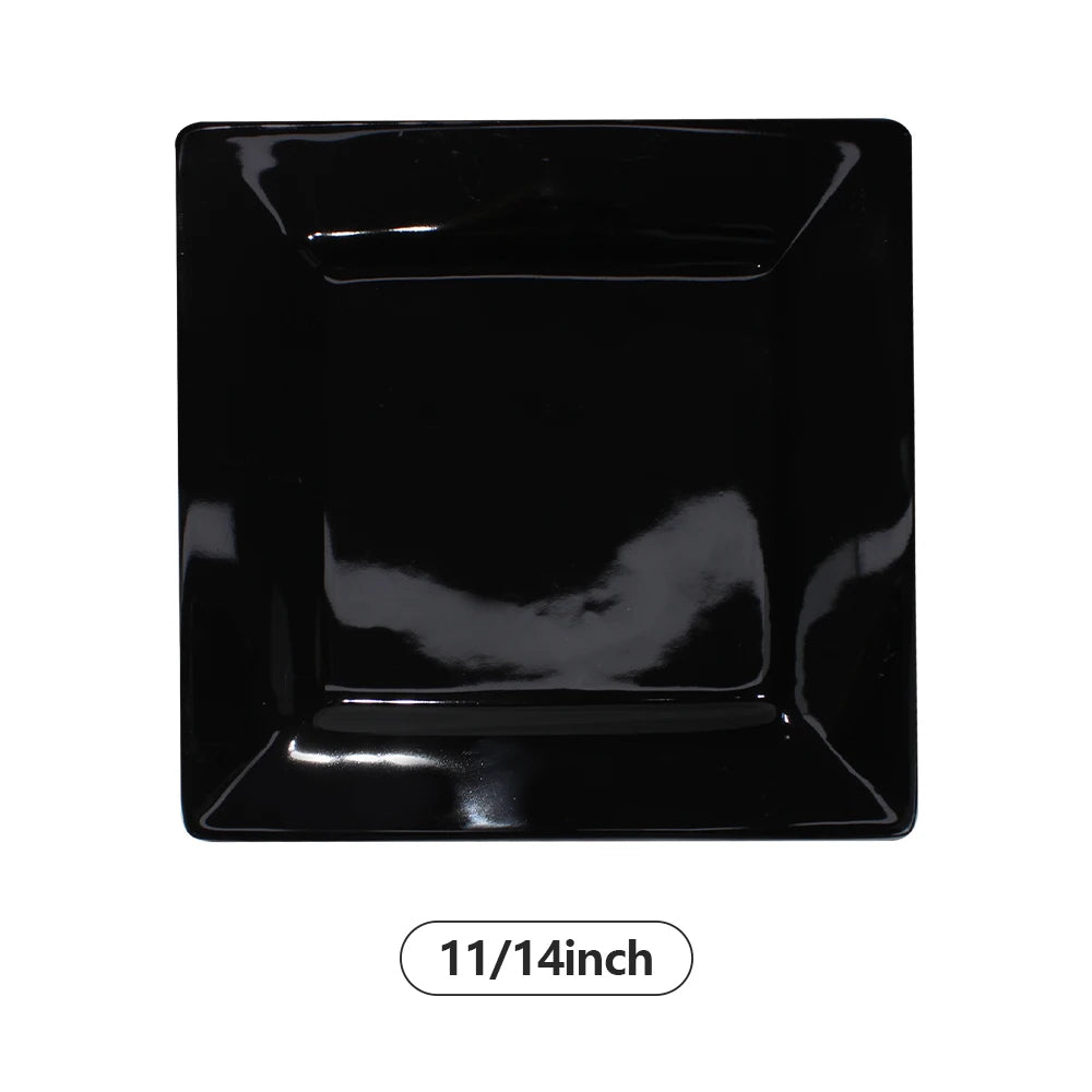 High End Round Glossy Wedding Charger Plates Luxury black ceramic dinner plates 33cm