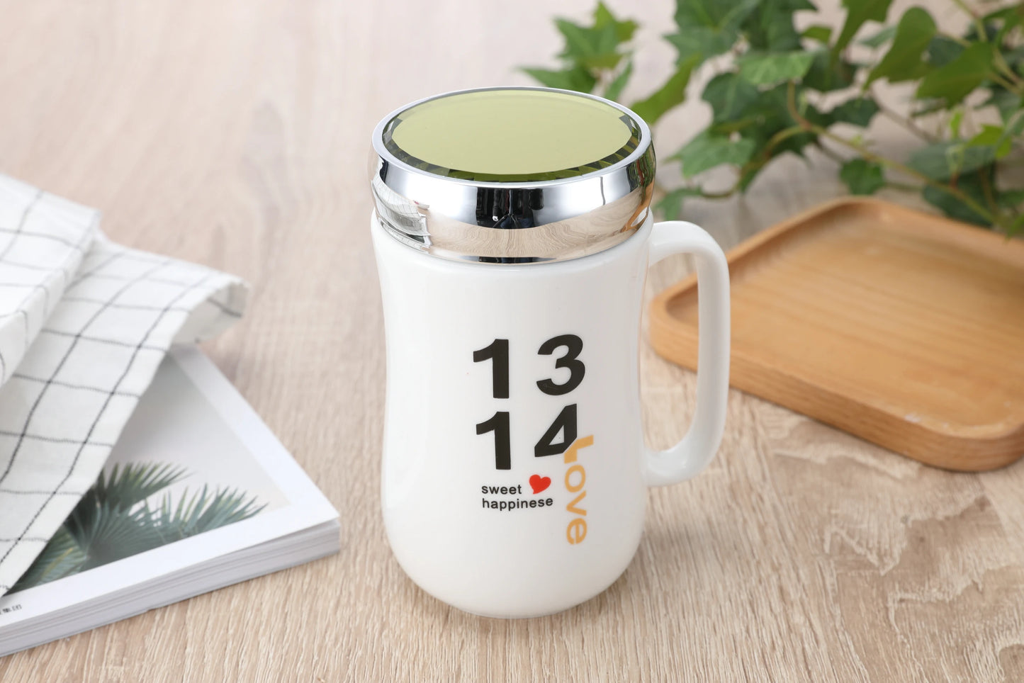 JIUWang wholesale coffee tea cup set with drawer custom logo plain white ceramic porcelain thermal mug