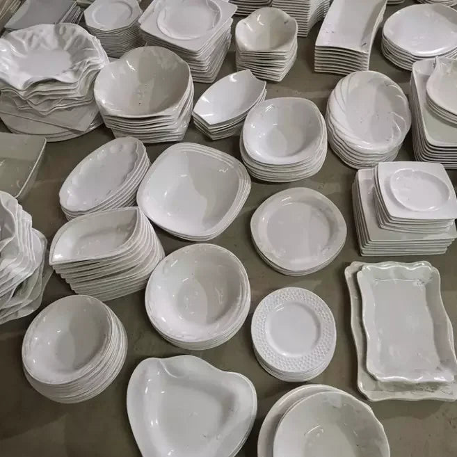 wholesale  1 ton Simply White ceramic plates dinnerware plates restaurants ceramic per tons high quality with supplier logo