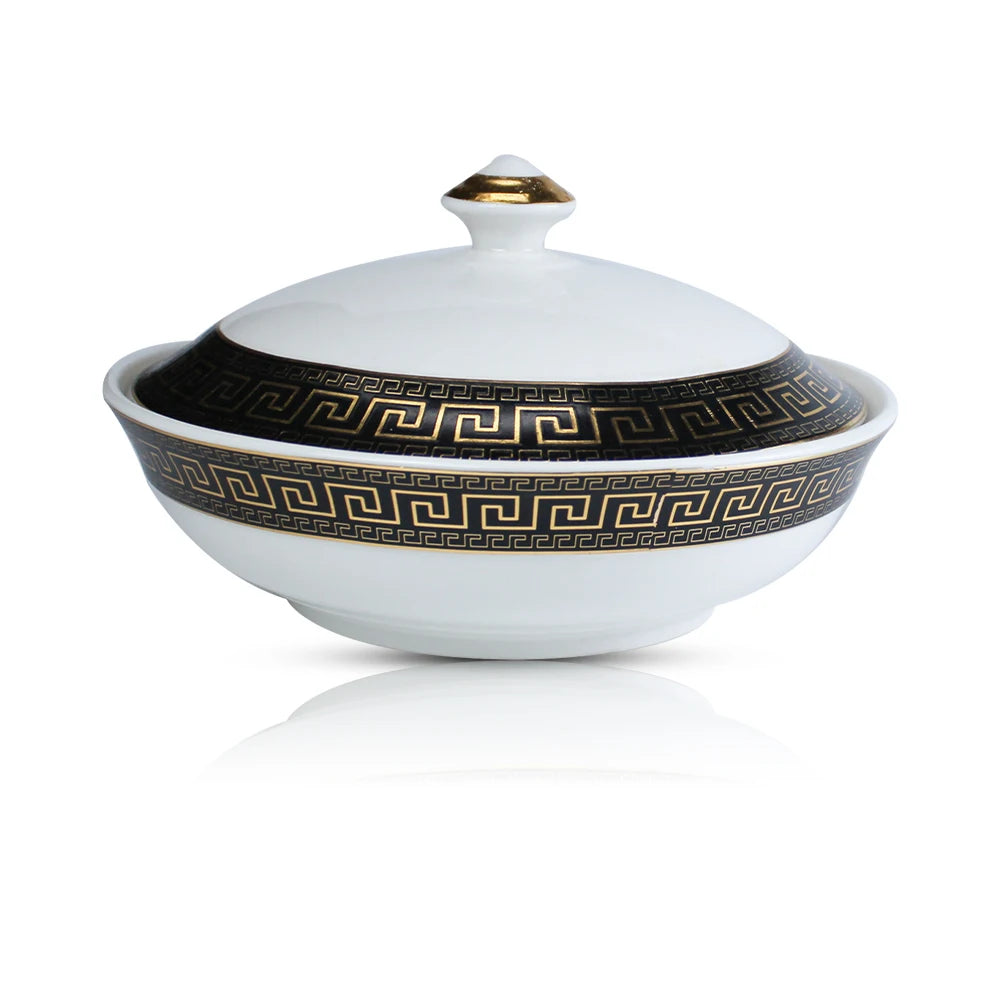 Wholesale price cheap soup tureen, chinese white ceramic tureen with lid