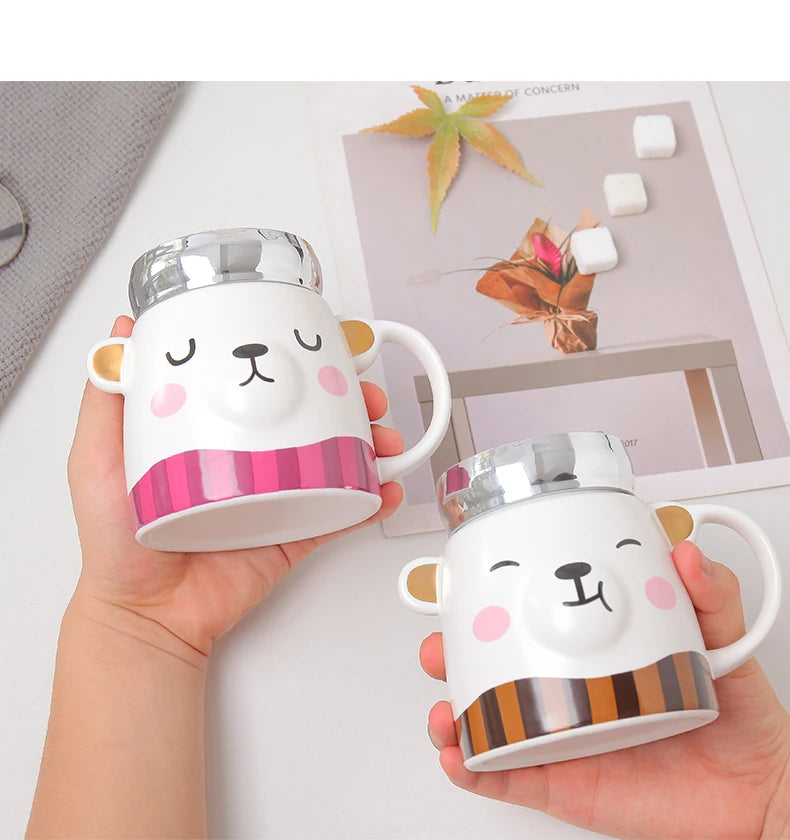 Custom sublimation ceramic water travel tea coffee mirror mug cup with screw lid and handle cup