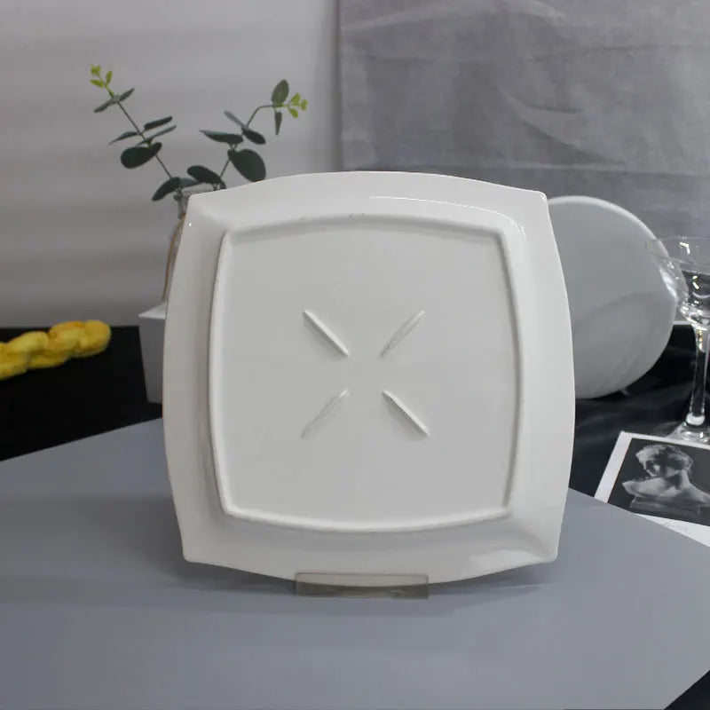 Wholesale Small Cheap Price China Glazed Square White Ceramics Plates Dinnerware in Bulk