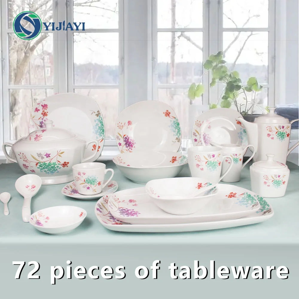 JIUWANG Wholesale  Customize Wedding Mug Bone China luxury dinnerware porcelain dinner sets 24pcs 36pcs 72pcs