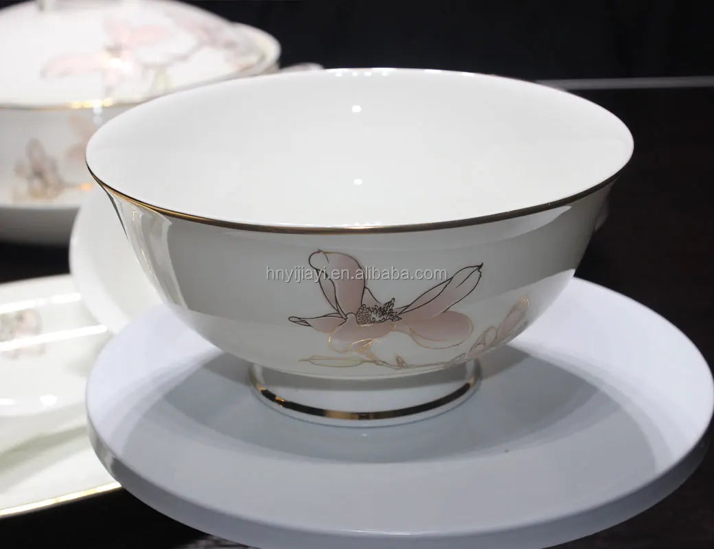 Wholesale 28 56 PCS Plate Bowl Dinnerware Fine NEW Bone China luxury  Dinner Sets