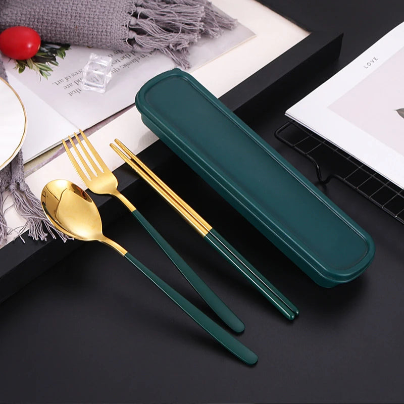 Wholesale Reusable Custom Logo Black And Gold Luxury Wedding Cutlery Set Stainless Steel Cutlery Sets With Box