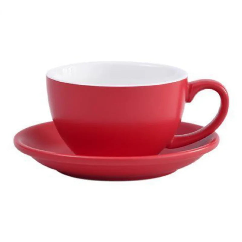 Wholesale Multiple Color Optional Matte 300cc European Porcelain Coffee Cup Ceramic Milk Cup With Saucer Set Cappuccino Mug