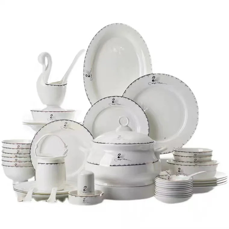 TOP sales Phnom Penh tableware  promhead Bone China luxury plates dinnerware sets best price yanxiang porcelain