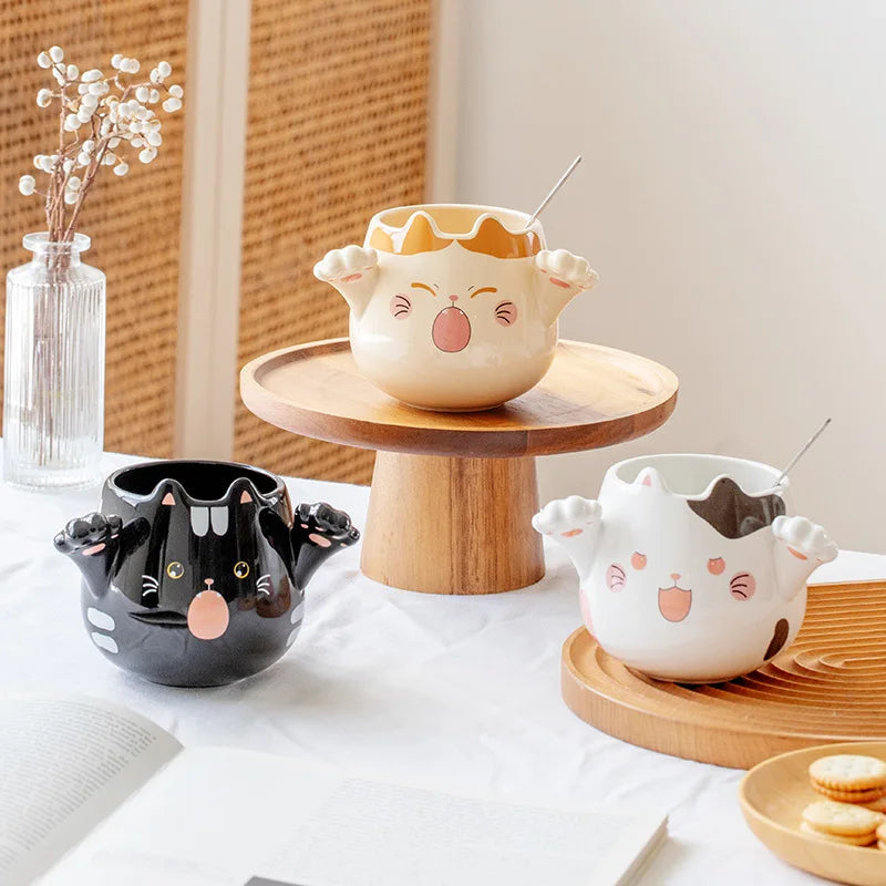 Creative ceramic mug cute animal shaped small cat cup for weeding gift