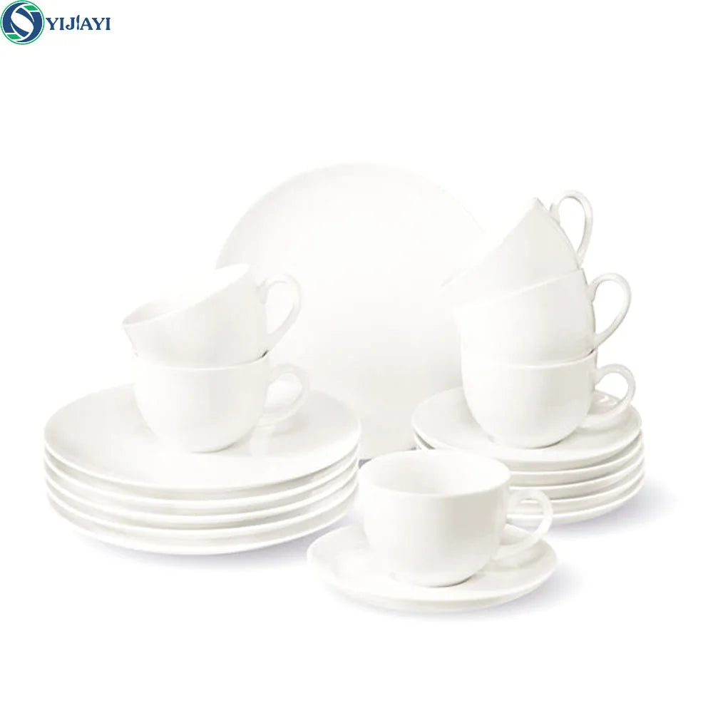 custom printed porcelain milk white fine porcelain bone china cups and saucer sets wholesale 350cc  in box