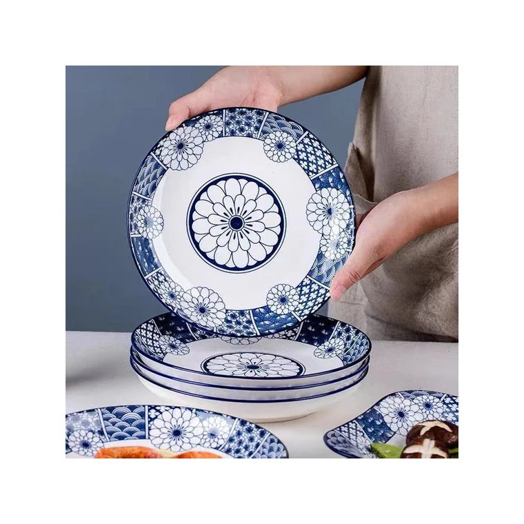 Custom kitchen wares round  ceramic plate blue 18 cm *3.6 cm ceramic plate