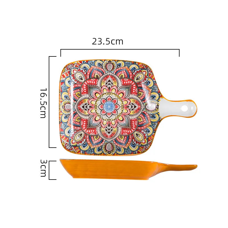 2022 hot selling ceramic plate Bohemian style new design ceramic serving plate8 inch /10 inch party plate sets