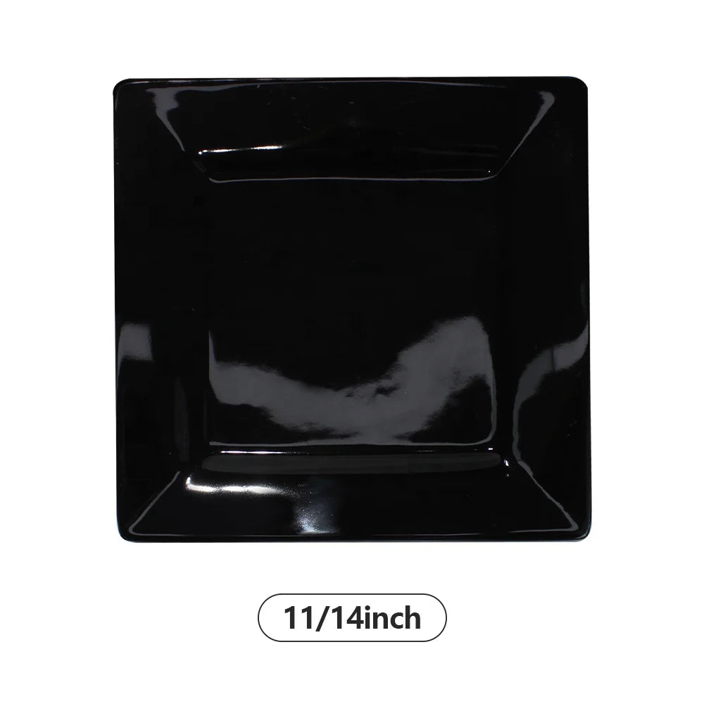 High End Round Glossy Wedding Charger Plates Luxury black ceramic dinner plates 33cm