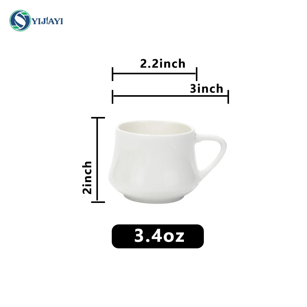 JIUWANG custom logo plain white ceramic porcelain cappuccino espresso porcelain coffee cup and saucer luxury