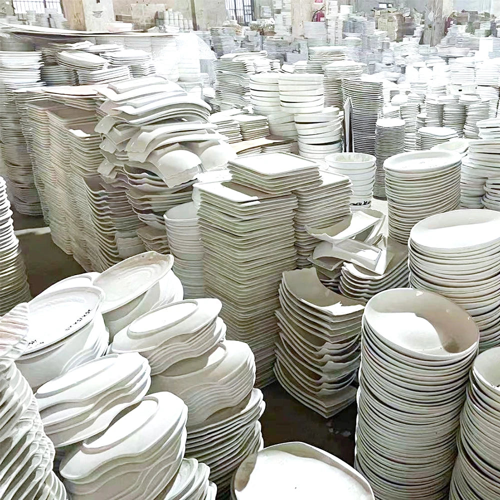 Factory Bulk Sell Stocked White Ceramic Porcelain Plain White Plate Sell By Ton Ceramic Plate full dinner service geschirrset