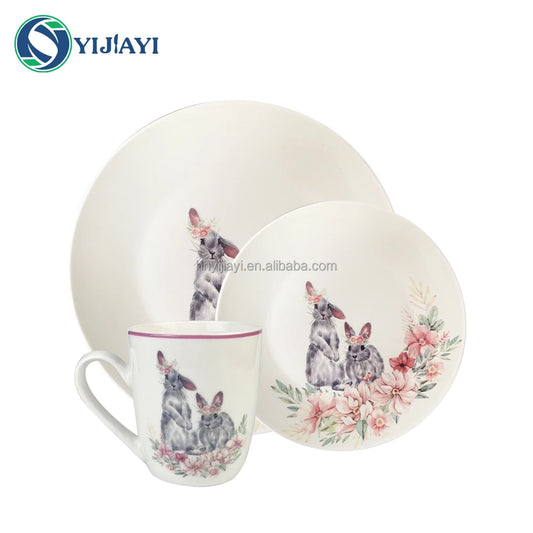 cute Rabbit Plate Tableware Set Ceramic