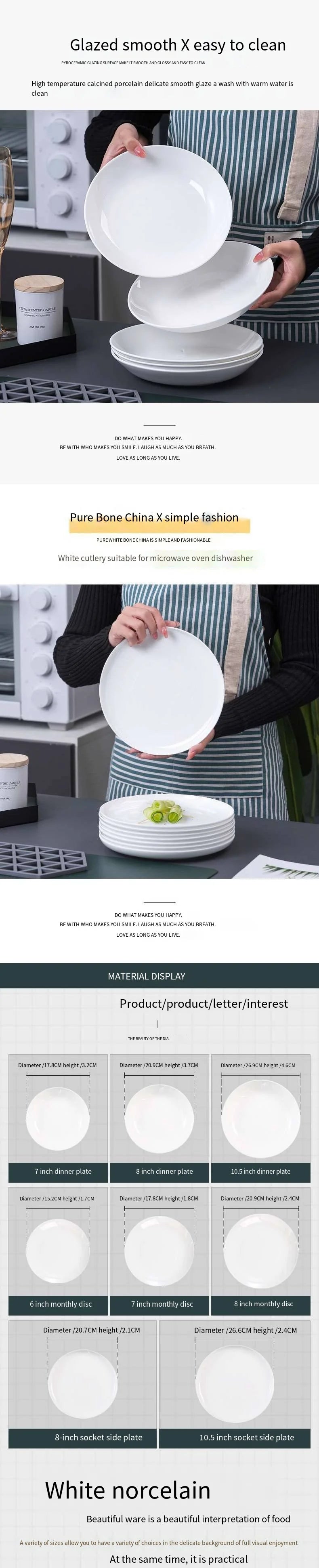 JIUWANG Wedding Event 8 10 12 Inch Dises and Plates Cheap Price White Ceramic Plate for Restaurant