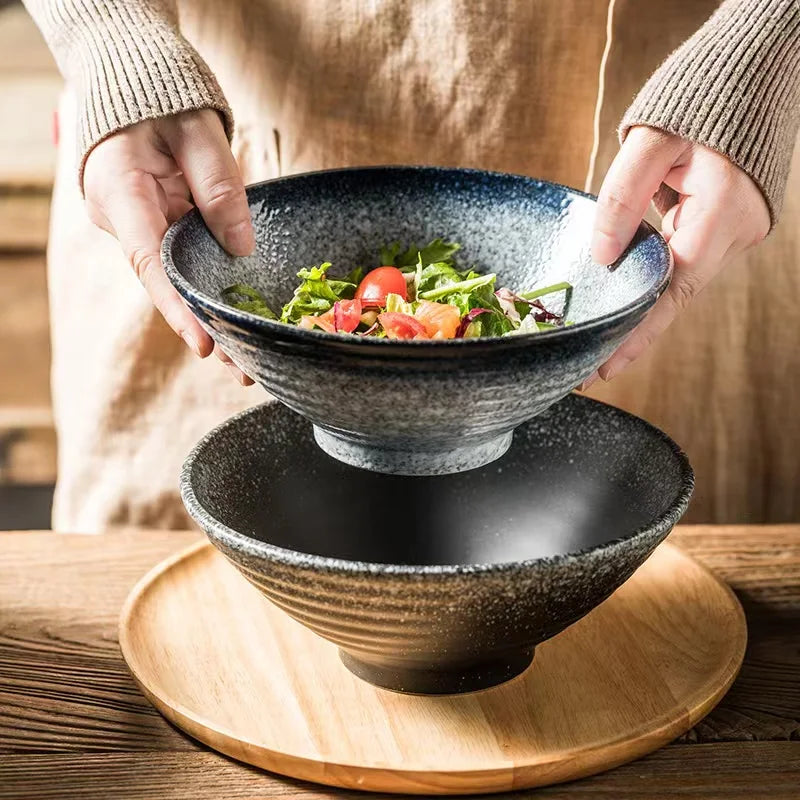 Ceramic Noodle Soup Bowl Quality Tableware Popular Rustic Different Types Round Bowl SetJapanese Ceramic Ramen Noddles Bowl