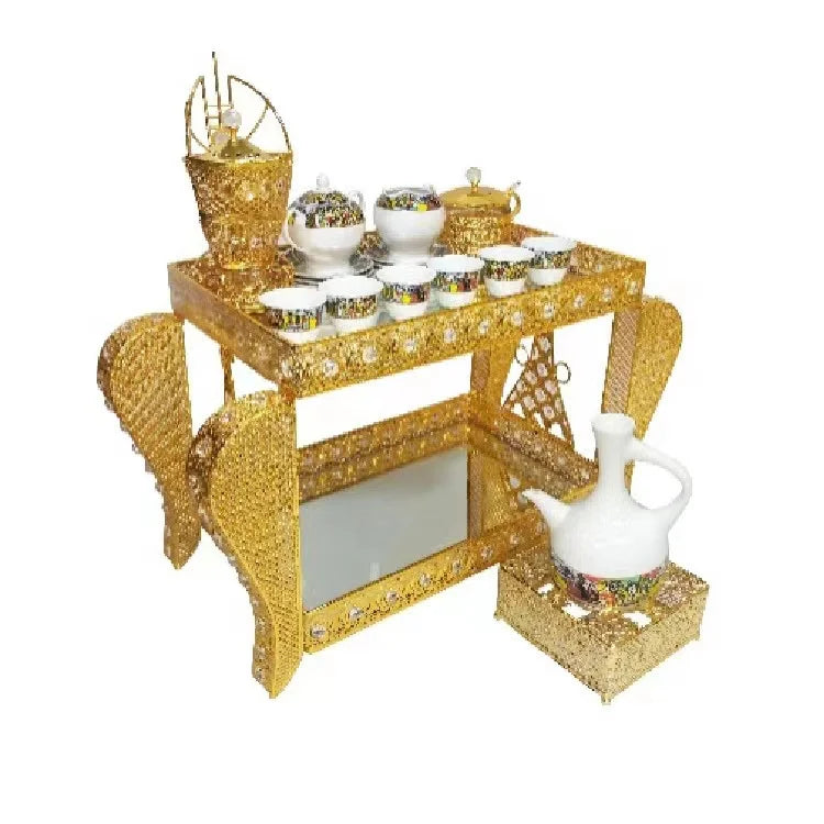 hot selling customized habesha metal rekebot tea table with ethiopian coffee set