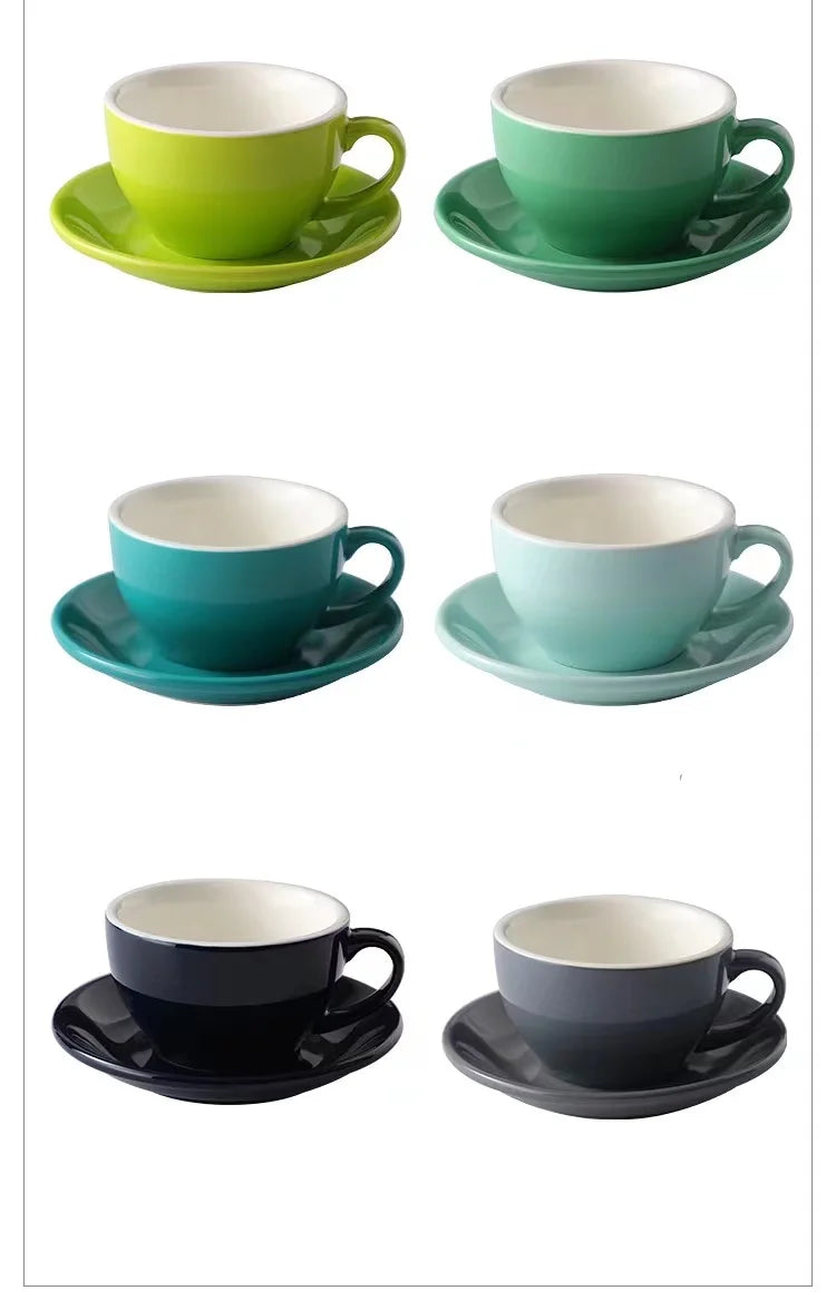 Wholesale nordic Multiple Color Optional Matte 300cc European Porcelain Coffee Cup Ceramic Milk Cup With Saucer Set Cappuccino M