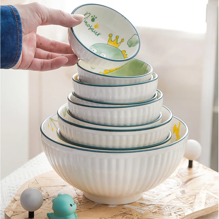 Round Shape Dinosaur Design Tableware Children's Dinnerware Set Home Serving Plate