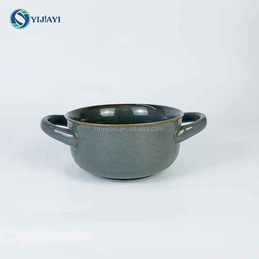 JIUWANG wholesale custom ceramic nordic mug cup Stone Color Glazed Stoneware Ceramic Dinnerware soup bowl dinner sets