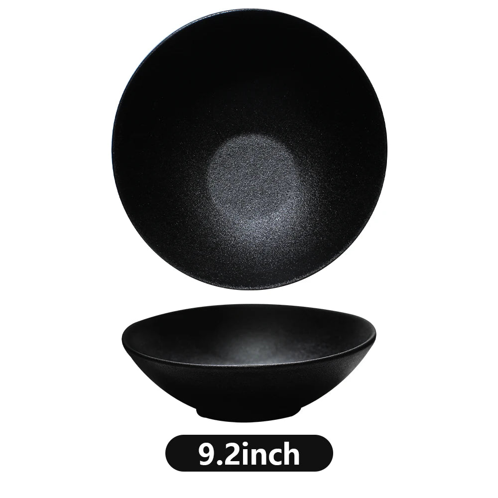 customisable  Hotel Restaurant Used Black Buffet Plates Tableware Dinnerware Porcelain Glaze Catering Dinner Set