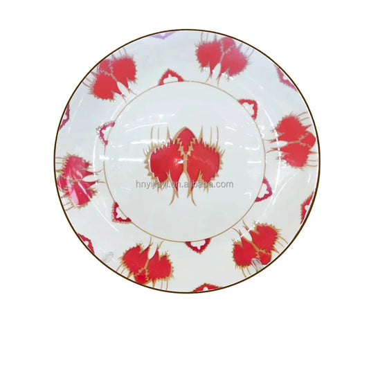 chaozhou  custom restaurant ceramic porcelain  flower flatware 10inch  fine bone china dinner colorful dessert  plates