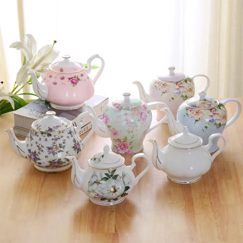 JIUWANG Floral Vintage China Coffee teapot owl design new bone china tea for one (Teapot, Sugar & Creamer)  luxury