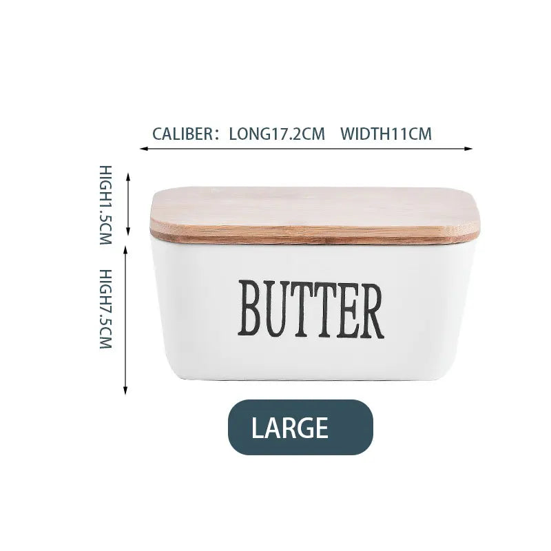 Nordic Style Butter Box With Knife Set Ceramic Cheese Butter Storage Plate With Bamboo Lid Food Container For Kitchen