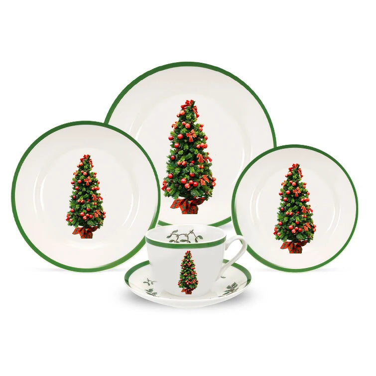 Custom Porcelain Merry Christmas Ceramic Coffee Cup And Saucer set