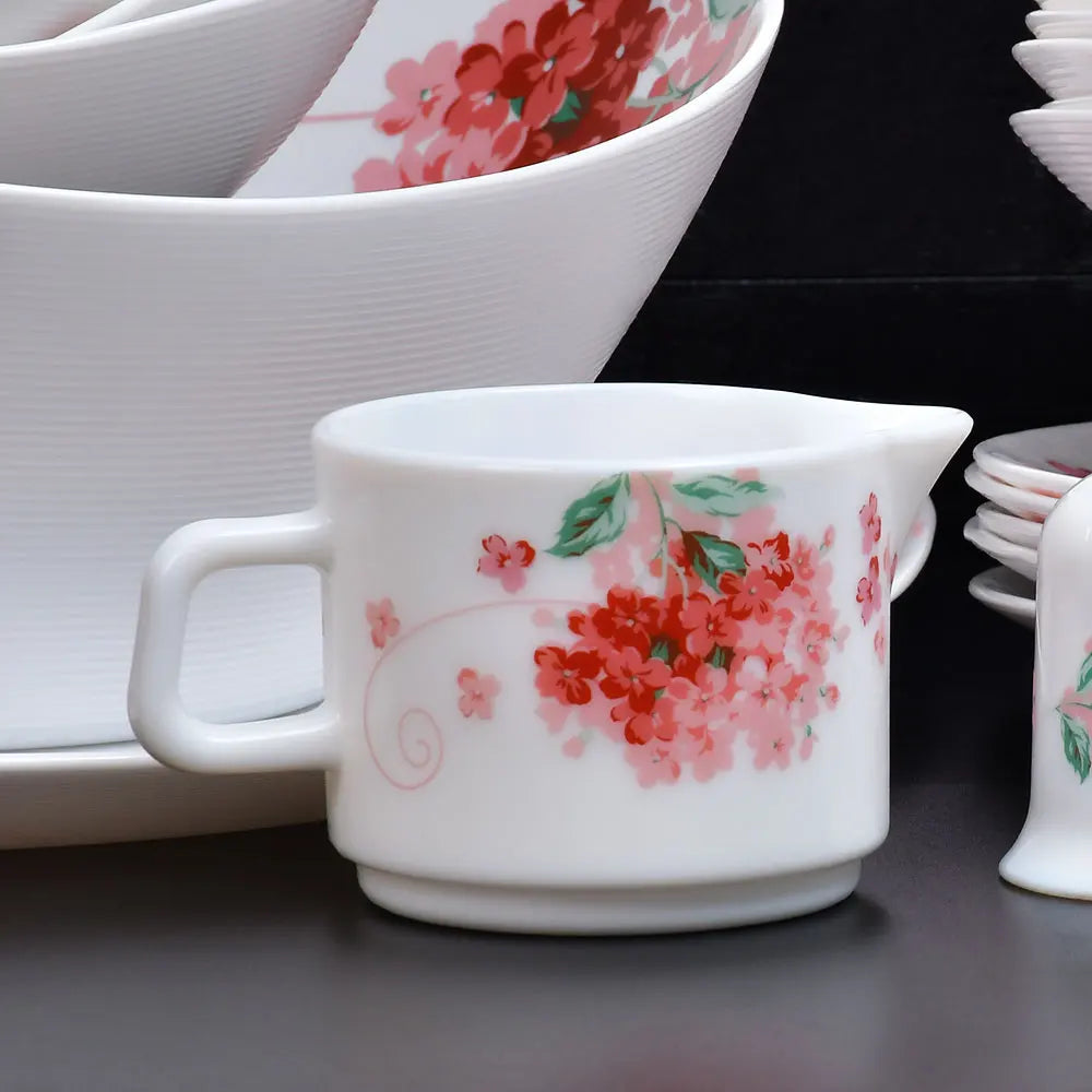 JIUWANG Wholesale Customize 30 Pcs Luxurious Premium Quality Cherry Blossom White Ceramic Dinnerware with color gift box packing