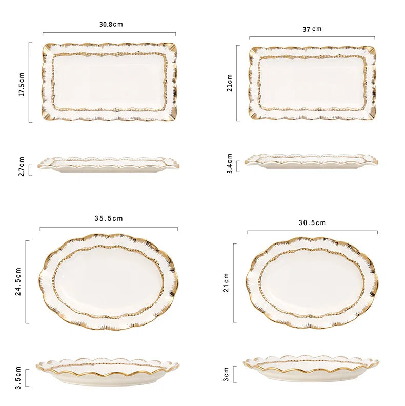 white and gold beaded dinner set dinnerware ceramic dishes supplier white tableware  plates bulk