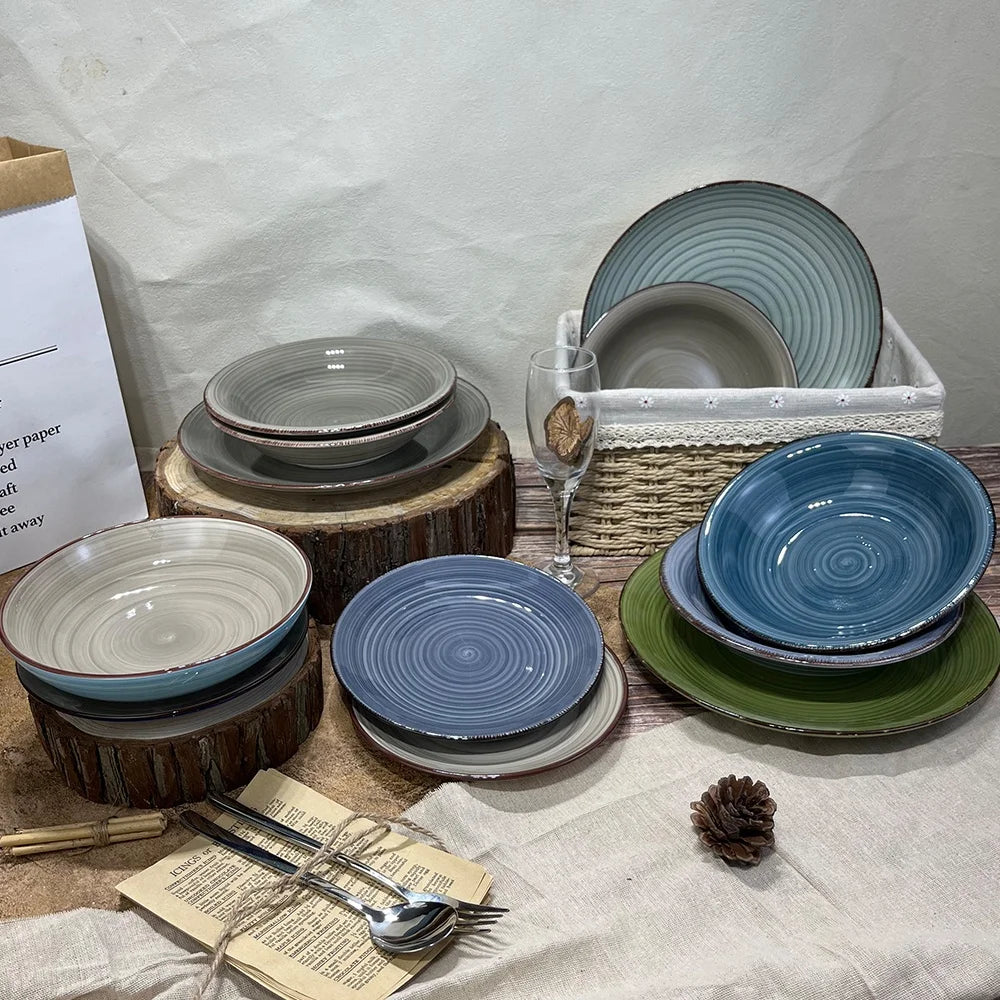 JIUWANG ceramic  dinnerware sets glaze tableware plates and plates restaurant