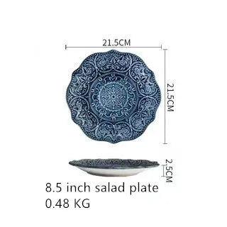 Factory direct blue relief luxury dishes & plates ceramic dinner ware ceramic bowl mugs cups dinner set dinnerware set