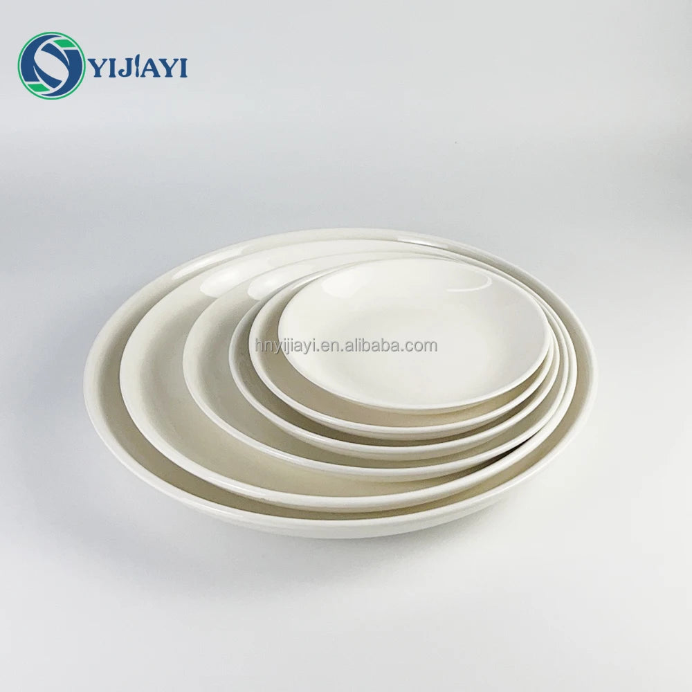 JiuWANG wholesale White ceramic  dishes restaurant  tableware dinner sets assiettes blancs dore en tonnes in bulk