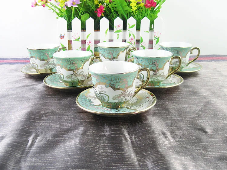 Customized 6 Pcs Cups Saucers Creative Gift Box European Ceramic Dinner Saucer Tea Coffee Set