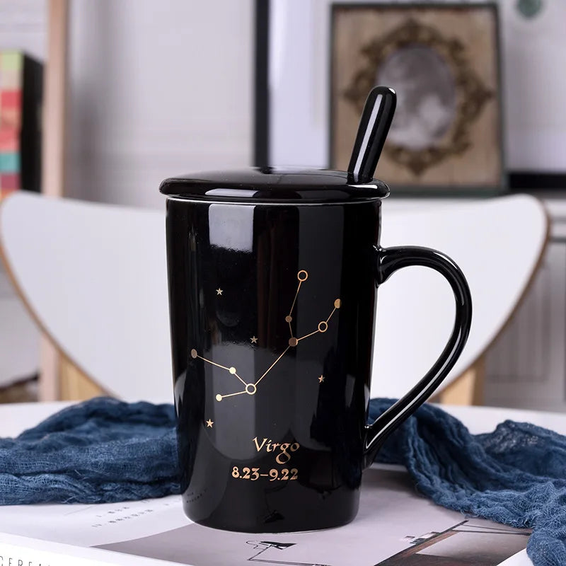 Birthday Gift Ceramic Creative Constellation Zodiac Coffee Mug Set Capacity Upgrade Tea Cup