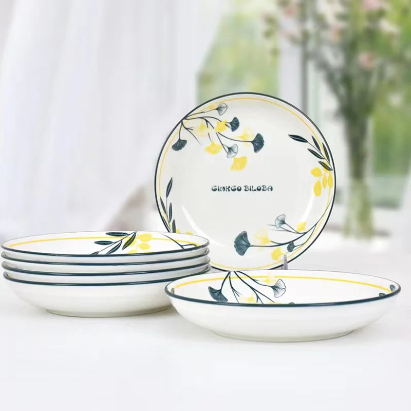 Wholesale ceramic plate ceramic tableware fashion set of under glaze color ceramic plates